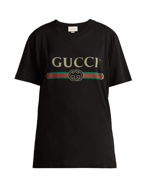 fake gucci black tee|gucci logo t shirt.